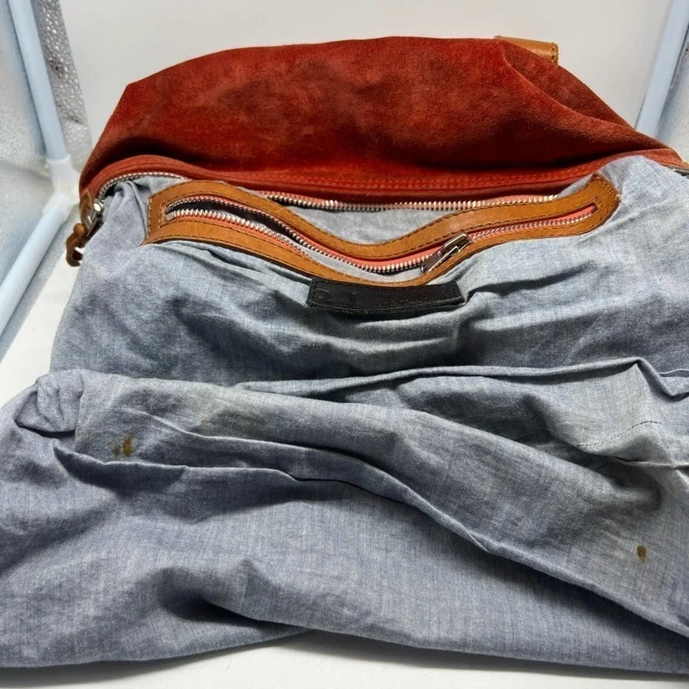 3.1 PHILLIP LIM red suede and brown leather hobo bag